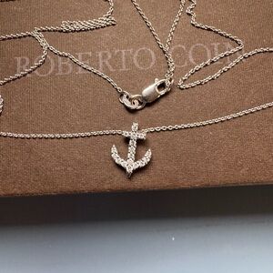 Roberto Coin Tiny Treasures White Gold and Diamond Anchor Necklace